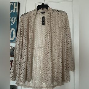 Olivia Blu Lace And Laser Cut-out Cardigan Oversized sz 2X Beige